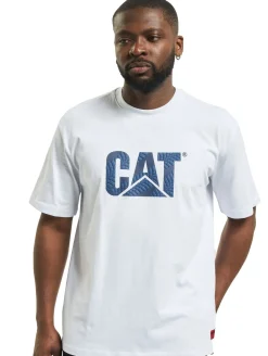 T-Shirts & Tank Tops*CATERPILLAR T-Shirt mit -Räder-Print weiß