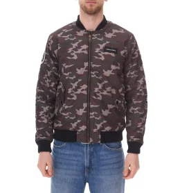 Jacken & Mäntel*Cavallo de Ferro Herren Bomber-Jacke im Camouflage-Look Herbst-Jacke Übergangs-Jacke CSJA001 Grün/Schwarz/Beige