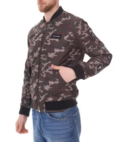 Jacken & Mäntel*Cavallo de Ferro Herren Bomber-Jacke im Camouflage-Look Herbst-Jacke Übergangs-Jacke CSJA001 Grün/Schwarz/Beige