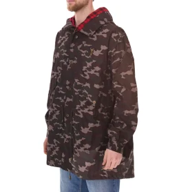 Jacken & Mäntel*Cavallo de Ferro Herren Parka im Camouflage-Look Herbst-Jacke mit Kapuze Übergangs-Jacke CSJA002 Grün/Schwarz/Rot