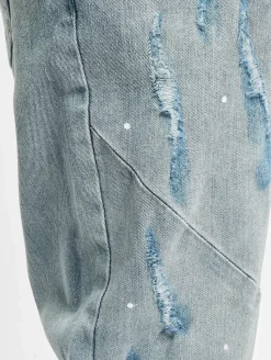 Jeans & Hosen*CAYLER & SONS Paneled Denim Pants Distressed Hellblau/Weiß