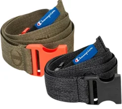 Gürtel*Champion Gürtel für Damen und Herren Steckschnallen-Gürtel moderner Alltags-Gürtel mit Marken-Logo 123 cm CM3-0805 oder Schwarz-Grau Olivgrün