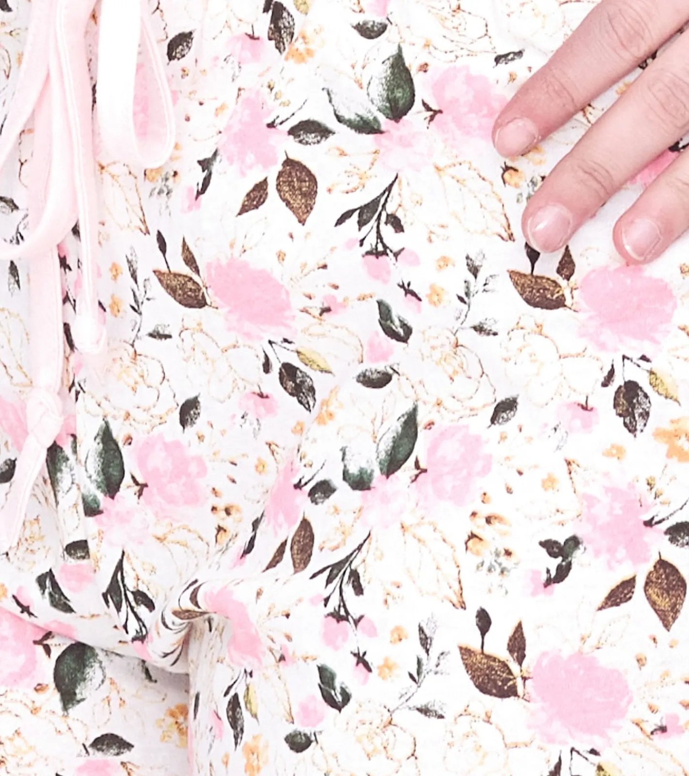 Bademode & Nachtwäsche*CINQUE Shorty Damen Baumwoll-Pyjama kurze Hose mit Blumen-Print Rundhals-Shirt Rosa/Weiß