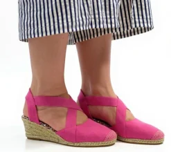 Zehentrenner & Sandalen|Halbschuhe & Pumps*Citywalk Wedges Damen Keilabsatz-Sandalen mit Gummizug Espadrilles 11007623 Pink