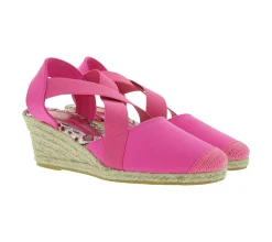 Zehentrenner & Sandalen|Halbschuhe & Pumps*Citywalk Wedges Damen Keilabsatz-Sandalen mit Gummizug Espadrilles 11007623 Pink