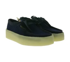 Halbschuhe & Pumps*Clarks Wallabee Cup Damen Halb-Schuhe modische Echtleder Schnür-Schuhe Blau