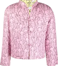 Pullover & Sweater|Jacken & Mäntel*CDG Comme Des Garçons Shirt x KAWS Jacke mit auffälligen Muster und Knopfverschluss FH-J006-W21 Pink/Gelbx KAWS Jacke