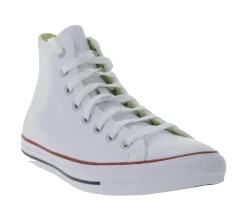 Sneaker & Turnschuhe|Turnschuhe & Sneaker*Converse Chuck Taylor All Star Mono Leather High Top Chucks Echtleder Retro Sneaker für Damen und Herren 132169C Weiß
