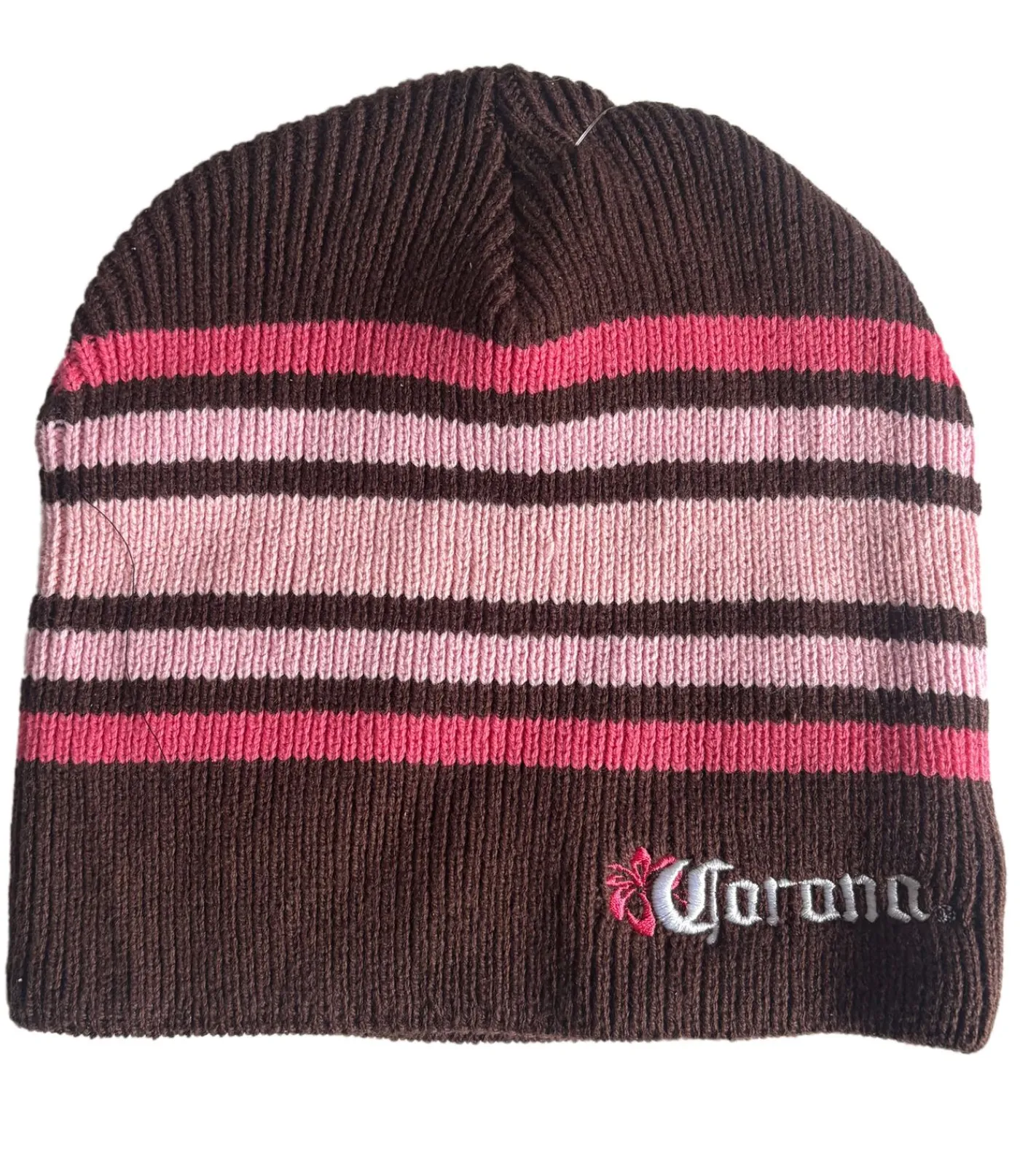 Caps & Mützen*Bio-Domes Headgear Corona Damen Beanie Winter-Mütze weiche Strick-Mütze mit Logo-Stickerei Baumwoll-Mütze KC101387COR Braun/Rosa