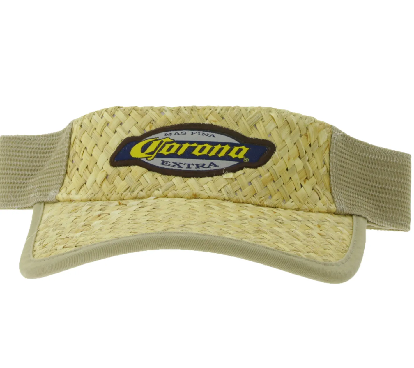 Caps & Mützen*BioworldMerch Corona Extra Unisex Visor-Cap stylische Sommer-Cap Sonnen-Blende mit Stroh 5369COR Beige