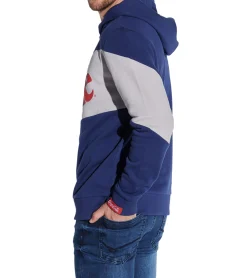 Pullover & Sweater*COURSE Coca Cola Herren Hoodie im Color-Blocking-Design Kapuzen-Pullover mit Retro Coke-Print und Patch Baumwoll-Sweater 5015 Blau/Weiß