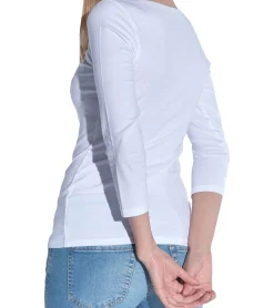 Sweater & Pullover*COURSE Damen 3/4 Arm Shirt Sommer-Shirt Baumwoll-Sweatshirt Longsleeve Sommer-Pullover Freizeit-Shirt 900021 Weiß
