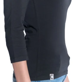 Tops & T-Shirts*COURSE Damen T-Shirt enganliegendes Sommer-Shirt mit 3/4 Arm Baumwoll-Oberteil Freizeit-Shirt 901500 Schwarz