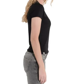 Tops & T-Shirts*COURSE Damen T-Shirt Ripp-Shirt Sommer-Shirt Kurzarm-Shirt Freizeit-Shirt 900689 Schwarz