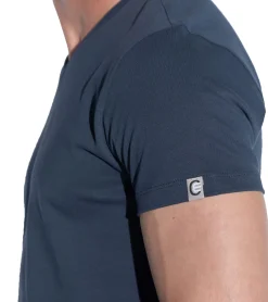 T-Shirts & Tank Tops*COURSE Elements Herren Basic T-Shirt mit V-Ausschnitt Sommer-Shirt Baumwoll-Shirt 901271 Dunkelblau