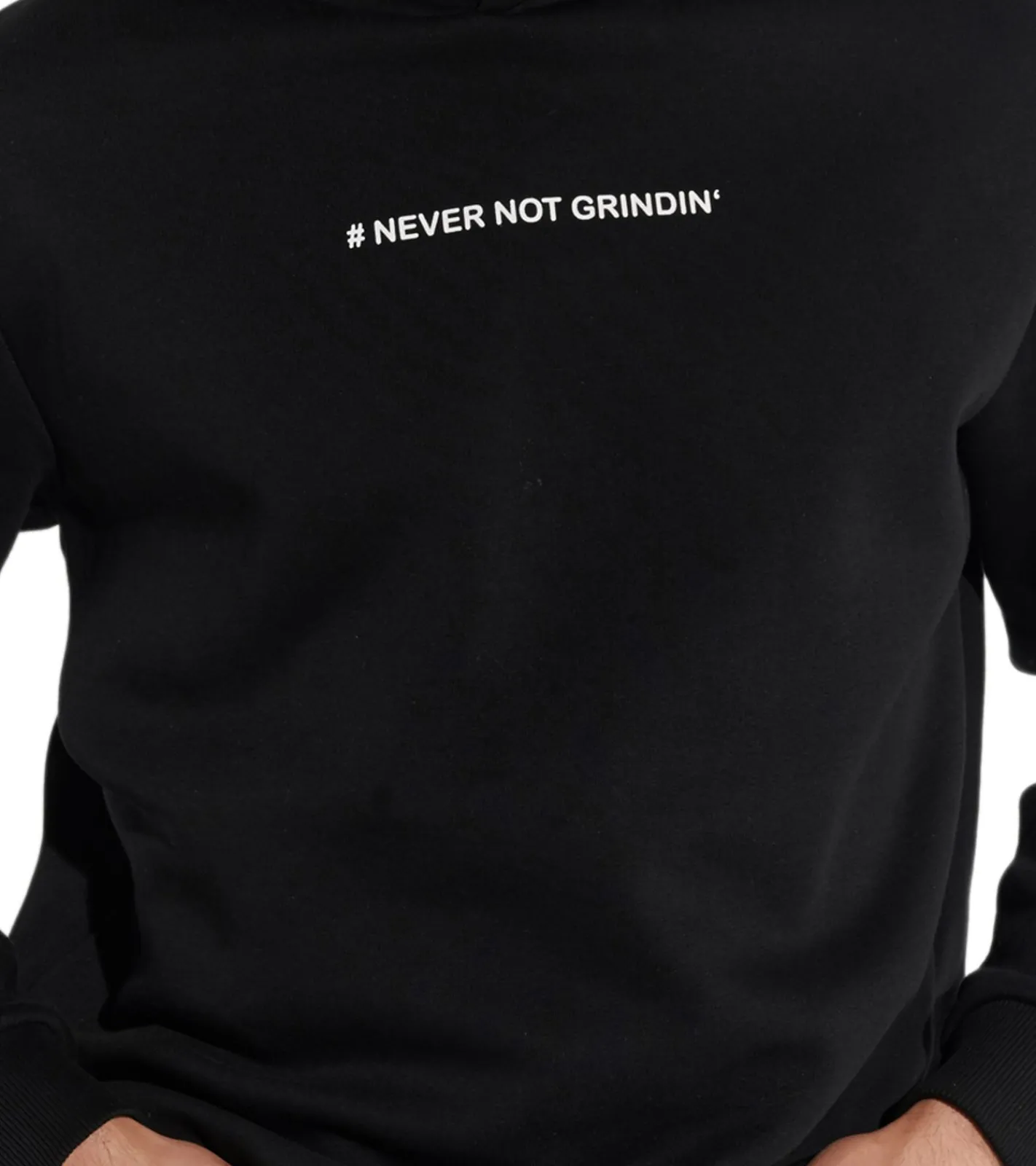 Pullover & Sweater*COURSE Herren Hoodie mit "# never not grindin"-Print auf Brust Kapuzen-Pullover Baumwoll-Sweater 901141 Schwarz
