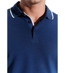 Hemden & Poloshirts*COURSE Herren Polo-Shirt Baumwoll-Shirt mit Kontrast-Kanten Kurzarm-Hemd 900620 Dunkelblau