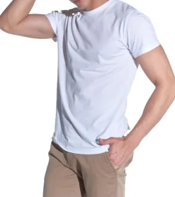 T-Shirts & Tank Tops*COURSE Herren T-Shirt mit Krempelarm Baumwoll-Shirt Rundhals-Shirt 900669 Weiß