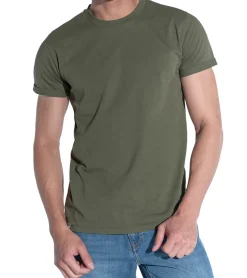 T-Shirts & Tank Tops*COURSE Herren T-Shirt mit Krempelarm Baumwoll-Shirt Rundhals-Shirt 901959 Khaki