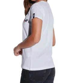 Tops & T-Shirts*COURSE Mickey Mouse Damen T-Shirt mit Brusttasche Baumwoll-Shirt Rundhals 900939 Weiß