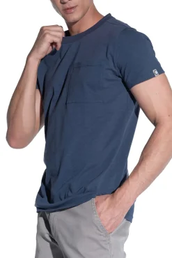 T-Shirts & Tank Tops*COURSE Slub Cotton Herren Basic T-Shirt mit Brusttasche Rundhals-Shirt Baumwoll-Shirt 900990 Dunkelblau