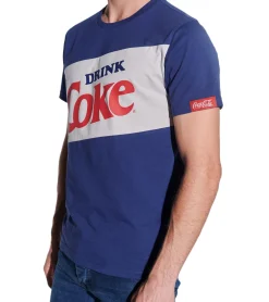 T-Shirts & Tank Tops*COURSE X Coca Cola Herren T-Shirt "DRINK Coke" Print Rundhals-Shirt Baumwoll-Shirt 901019 Blau/Grau