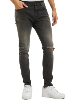 Jeans & Hosen*CRIMINAL DAMAGE Skinny-Jeans in Rip-Waschung, Grau