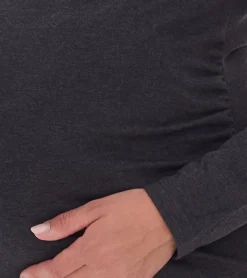 Kleider*O46bpx Damen Basic 2er-Pack Umstandsmoden-Kleid Frühlings-Kleid Pullover-Kleid Schwangerschafts-Kleid Mini-Kleid Umstandsmode 936292 Grau/Schwarz