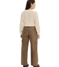 Große Größen|Hosen & Jeans*O46bpx Damen Cargo-Hose Freizeit-Hose praktische Alltags-Hose Straight Fit 966705 Braun