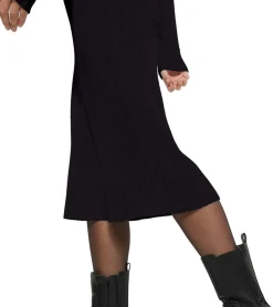 Kleider|Große Größen*O46bpx Damen Fairisle-Strick-Minikleid mit Rollkragen Langarm-Kleid 976460 Schwarz