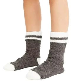 Strümpfe & Socken|Socken & Unterwäsche*O46bpx Damen Hausschuhsocken warme Winter-Strümpfe Freizeit-Strümpfe Slipper-Socken gestrickte Kuschel-Socken 927387 Grau/Weiß