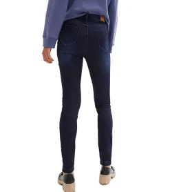 Hosen & Jeans*O46bpx Damen Jeans aus Baumwolle 4-Pocket-Design mit elastischen Einsatz im Bund Denim-Hose 958091 Dunkelblau