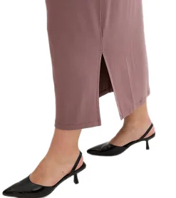 Kleider*O46bpx Damen Jersey-Kleid mit Raffungen und Schlitz Figurbetontes-Maxi-Kleid 949480 Braun