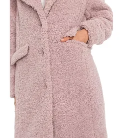 Mäntel & Jacken*O46bpx Damen Mantel lange Teddyfell-Jacke Alltags-Mantel kuscheliger Basic-Mantel 970034 Rosa