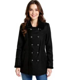 Große Größen|Mäntel & Jacken*O46bpx Damen Mantel mit Teddyfell Kragen Kunstlammfell-Jacke Herbst-Parka 939077 Schwarz