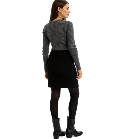 Große Größen|Röcke*O46bpx Damen Mini-Rock warmer Woll-Rock mit Fischgrätmuster Große Größen 956298 Schwarz