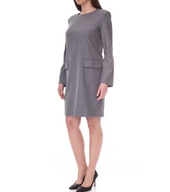 Große Größen|Kleider*O46bpx Damen nachhaltiges Kleid mit Schulterpolstern Business-Kleid mit Wollanteil Mini-Kleid 956968 Grau