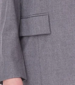 Große Größen|Kleider*O46bpx Damen nachhaltiges Kleid mit Schulterpolstern Business-Kleid mit Wollanteil Mini-Kleid 956968 Grau