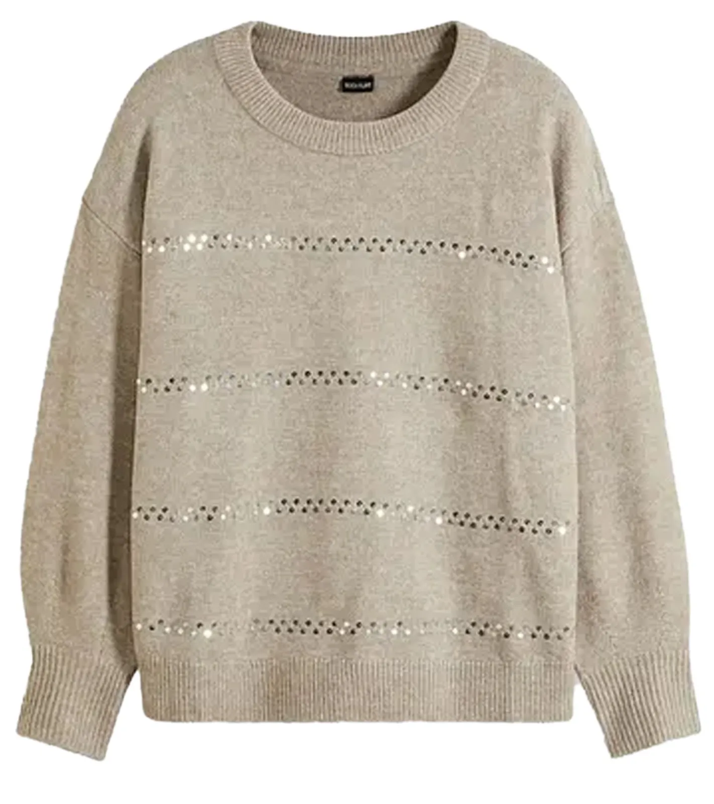 Sweater & Pullover*O46bpx Damen Pullover weit geschnittener Winter-Pullover mit Pailletten-Glitzereffekt Boxy-Fit 915051 Grau/Braun