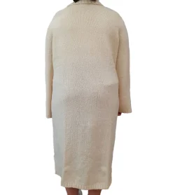 Große Größen|Kleider*O46bpx Damen Pullover-Kleid mit Rollkragen Long Strick-Pullover 975022 Beige