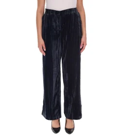 Hosen & Jeans*O46bpx Damen Samt-Hose nachhaltige Stoff-Hose knöchellange Freizeit-Hose 931114 Schwarz