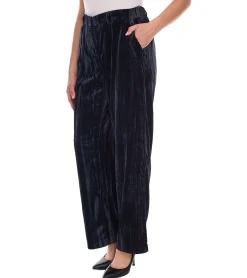 Hosen & Jeans*O46bpx Damen Samt-Hose nachhaltige Stoff-Hose knöchellange Freizeit-Hose 931114 Schwarz