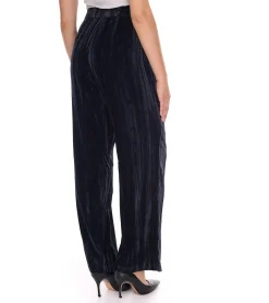 Hosen & Jeans*O46bpx Damen Samt-Hose nachhaltige Stoff-Hose knöchellange Freizeit-Hose 931114 Schwarz