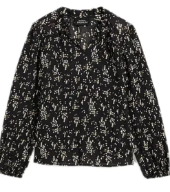 Große Größen|Poloshirts & Blusen*O46bpx Damen Sommer-Bluse mit Seidenanteil dünne Woll-Bluse Crinkle-Tunika Langarm-Shirt 974161 Schwarz