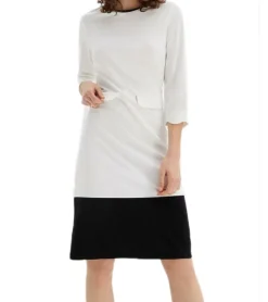 Kleider*O46bpx Damen Sommer-Kleid Jersey-Kleid mit Reißverschluss Mini-Kleid Frühlings-Kleid 960734 Weiß