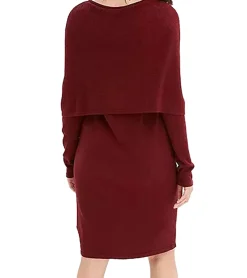 Kleider*O46bpx Damen Strick-Kleid stylisches Langarm-Kleid Mini-Kleid 955667 Rot