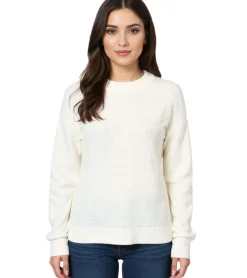Große Größen|Sweater & Pullover*O46bpx Damen Strick-Pullover mit Rundhals-Ausschnitt Alltags-Pullover Sweater 934030 Weiß