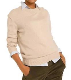 Sweater & Pullover*O46bpx Damen Strick-Pullover mit Rundhals-Ausschnitt Alltags-Pullover Sweater 909761 Beige