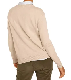 Sweater & Pullover*O46bpx Damen Strick-Pullover mit Rundhals-Ausschnitt Alltags-Pullover Sweater 909761 Beige