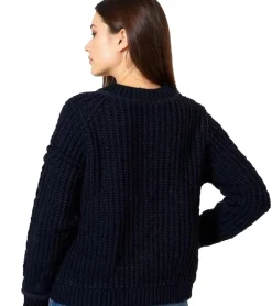 Sweater & Pullover*O46bpx Damen Strick-Pullover mit Rundhals-Ausschnitt Alltags-Pullover Sweater 926124 Schwarz